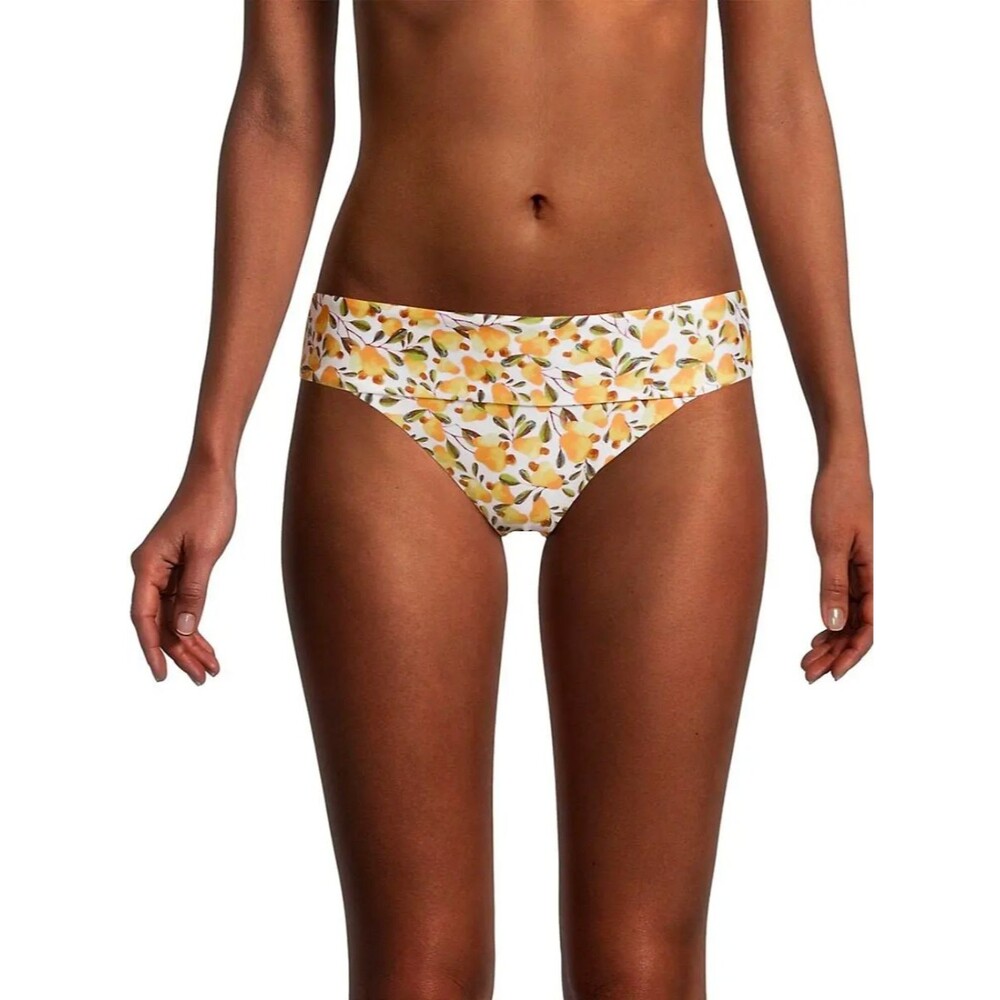 Farm Rio Cashew Print Scarf Bikini Bottom Off White Yellow Floral Fruit New